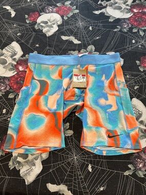 NWT NIKE DRI-FIT MENS COMPRESSION TRAINING SHORTS CORAL/BLUE HQ0223-664 SZ L